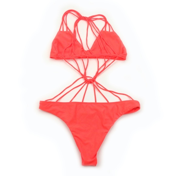 MIKOH Seychelles Neon Coral Bikini NEW! RARE! - Picture 4 of 5